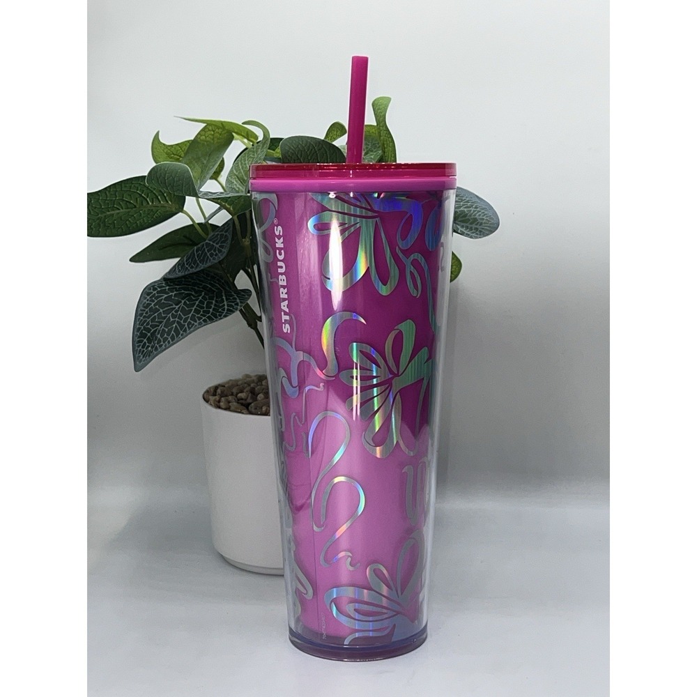 Starbucks Holiday 2023 Hot Pink With Silver Ribbon Color Change Venti Tumbler - Picture 2 of 9